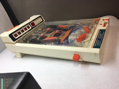 VINTAGE Atomic ARCADE Pinball GAME Tomy BRAND 1979 ORIGINAL BOX White ORANGE - Picture 9 of 12
