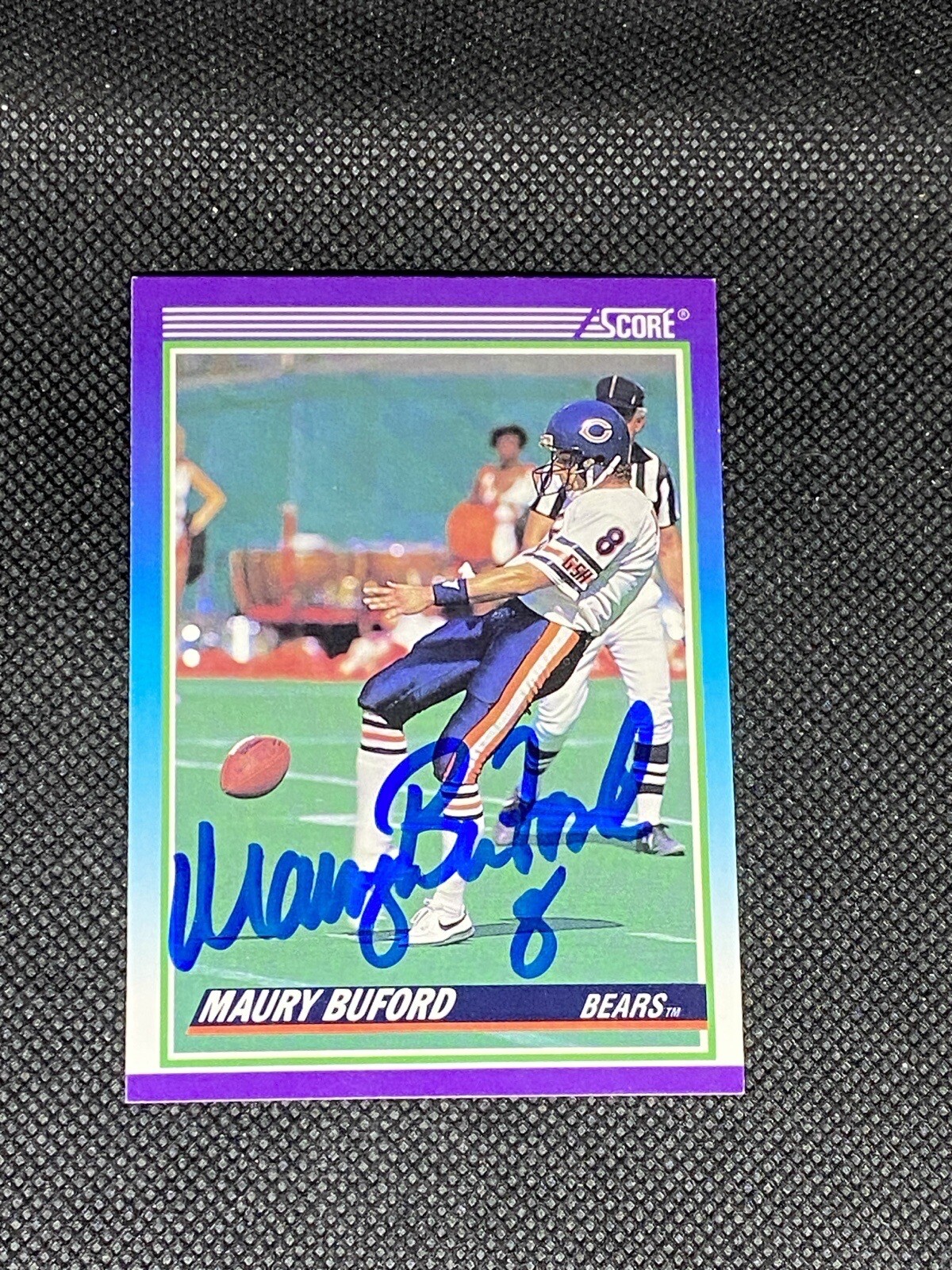 Maury Buford Chicago Bears SB XX 1990 Score Signed Auto Card #548 COA