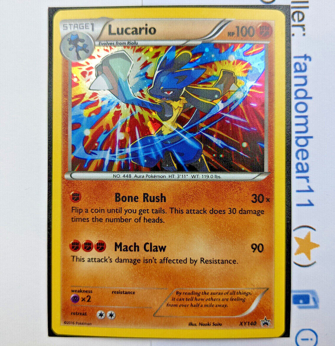 LUCARIO COSMOS HOLO FOIL XY140 BLACK STAR PROMO card XY 2016 Pokemon TCG