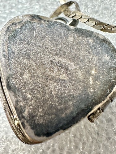16” VTG .925 & Amethyst Detailed Beautiful Heart Locket On .925 Chain Necklace - Picture 10 of 14