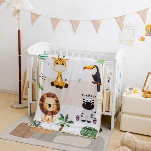 Standard Size 3-Piece Crib Bedding Set with Safari Animal Comforter & Sheet - Picture 4 of 9