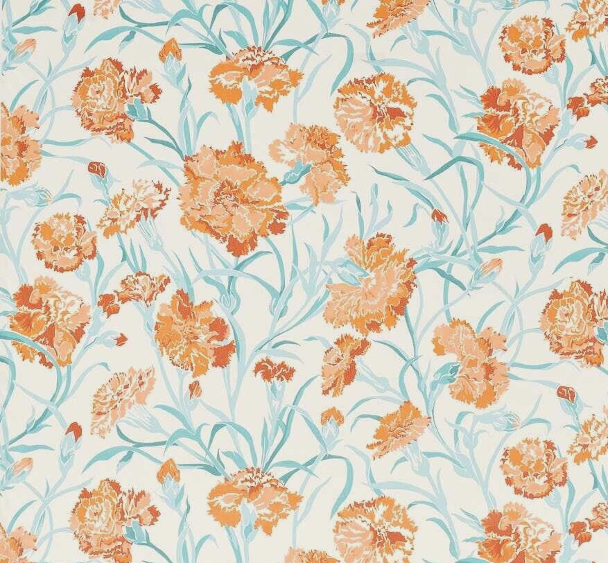 HARLEQUIN CURTAIN FABRIC DESIGN Fleur De Joie 2 METRES PAPRIKA/AQUA COTTON BD