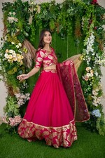 Bollywood Style Georgette Pink Lehenga Choli Fancy Dupatta For Engagement Wear