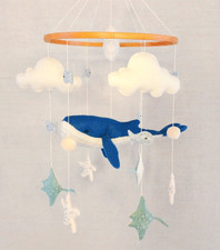 Whale Baby Mobile Ocean for Boy Felt Crib Nur...