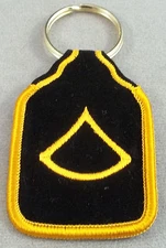 US Army Private First Class E-3 Rank Embroidered Keychain