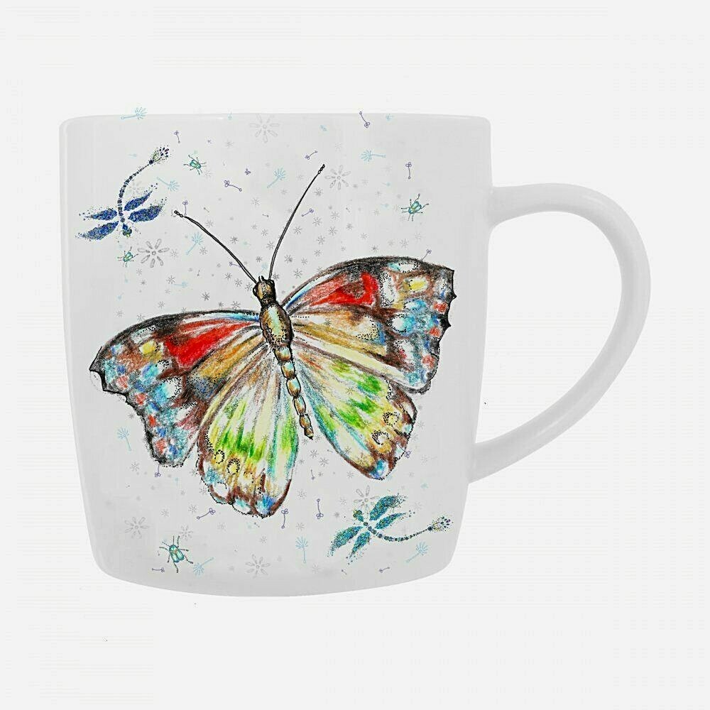Doodleicious Red Butterfly Fine China Mug Christmas Birthday Gift Easter