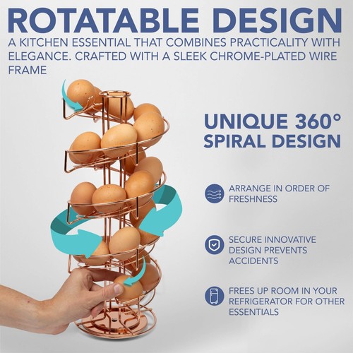 HEFTMAN Spiral Egg Holder Stand Dispenser Kitchen 32 Eggs Helter Skelter Rotate - 第 15/31 張圖片