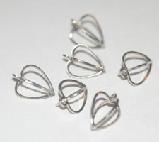 Open Silver Tone Heart Shaped Charm Drops chr090A