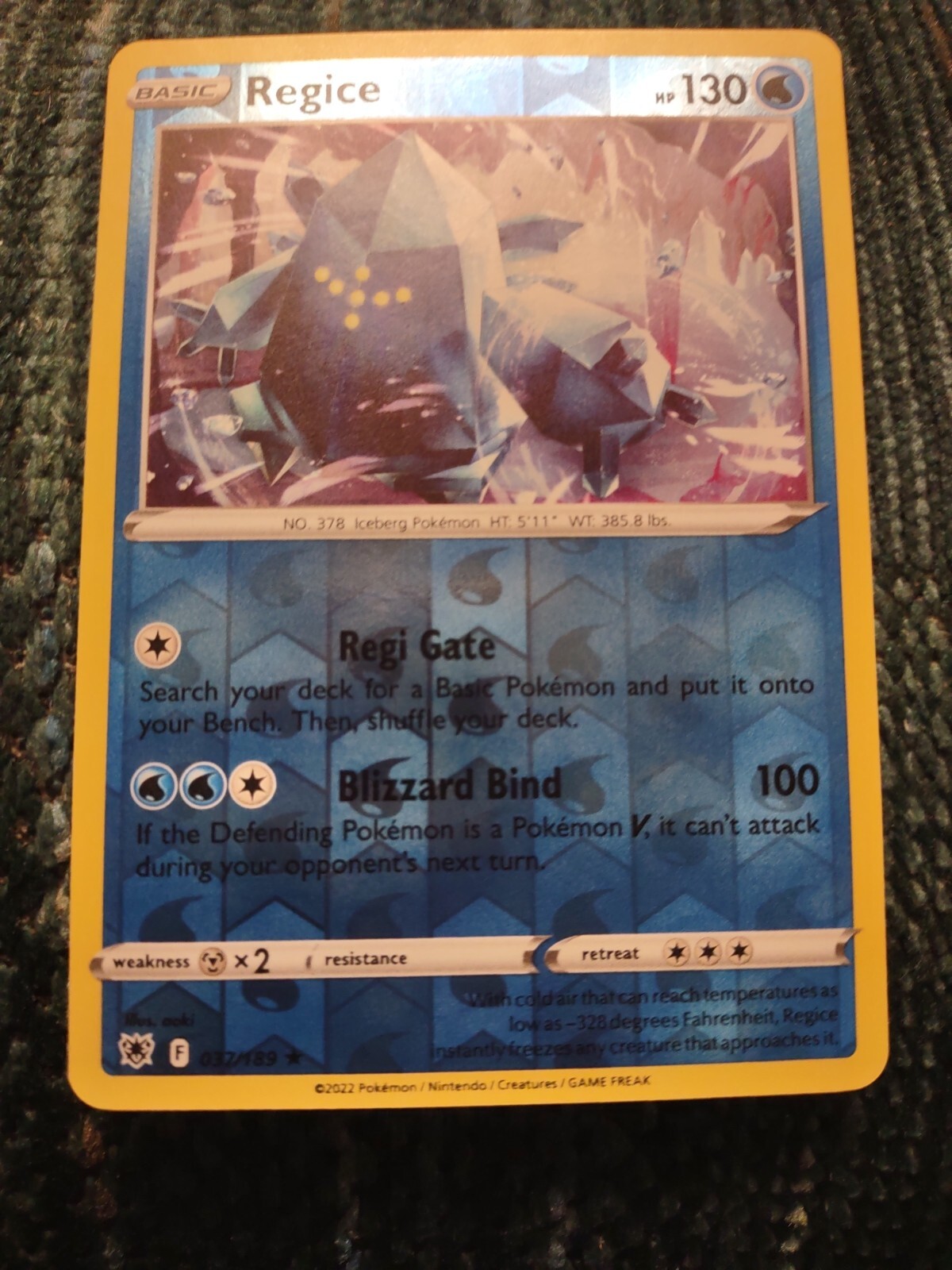 Reverse Holo Regice 037/189 Rare Astral Radiance Pokemon TCG