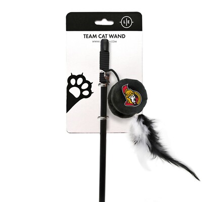 OTTAWA SENATORS CAT PET PUCK TOY WAND INTERACTIVE TEASER