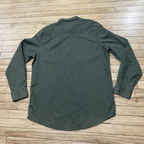 FOUNDRY Heavy Button Military Shirt Men Large Tall Green Twill Overshirt LT 50" - Picture 14 of 18