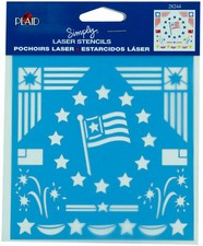 Plaid 5 7/8" x 5" Decorative Laser Stencil Stars  Stripes Flag Design 28244