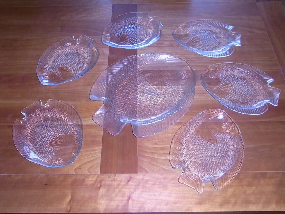 Arcoroc 6 x 26 cm Fischteller 1x Fischplatte 39cm Glas-Poisson-Service Luminarc - Bild 3 von 3