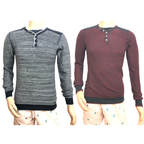 Long Sleeve Sweater Half Button 