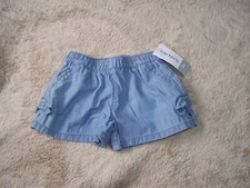 NWT Carter's Girls Shorts Size 3M Chambray Blue Elastic Waist Pockets Bows