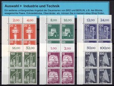 BERLIN Dauerserien Auswahl Industrie + Technik 4er-Bl&ouml;cke Eol Ecke oben links