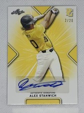 2021 LEAF PERFECT GAME YELLOW ALEX STANWICH PAPER RC AUTO # 2/20