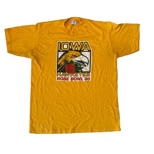 Vintage 1986 Iowa Hawkeyes Football Rose Bowl Gold TShirt Size L eBay