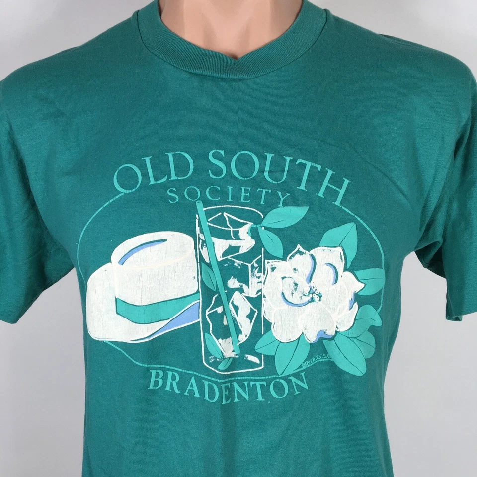 OLD SOUTH SOCIETY Bradenton Screen Stars Best puffy Teal Grande Anos 80/90 Vintage - Imagem 3 de 4