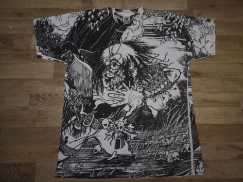 DISTRESSED! Vintage OG 90s Kuro Line AOP Pushead SCHROEDER T Shirt Septic Death - Afbeelding 1 van 14