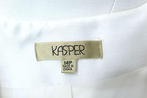 KASPER Women's Polyester Jacket Blazer 3D Rose Decor Pearl White Lined Size 14P - Picture 6 of 16