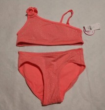 NWT Justice Girls Shimmer Stripe Bikini 2PC Swimsuit 10