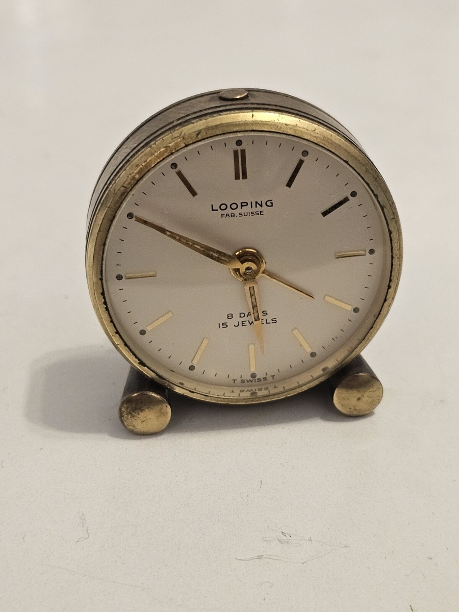 Horloge De Voyage 8 Jours - Marque Looping - Mécanique Vintage - Verte - Originale