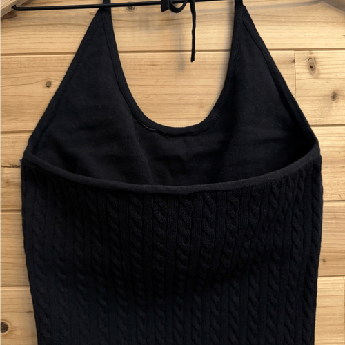 Y2K GAP Size Small Cable Knit Built In Bra Cotton Blend Halter Neckline Top - Picture 6 of 13