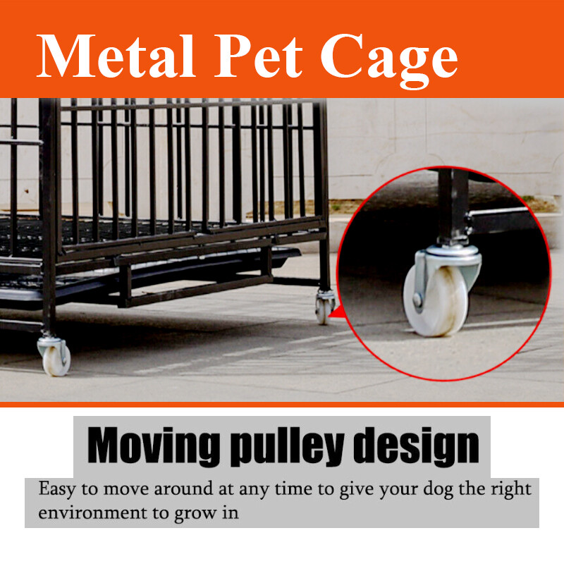 Heavy Duty Dog Cage Kennel Playpen Metal Pet Dog Crate Wheels & Tray eBay