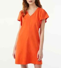 Free Assembly Women's Tigerlily Orange V-Neck Dress with Flounce Sleeves NEW