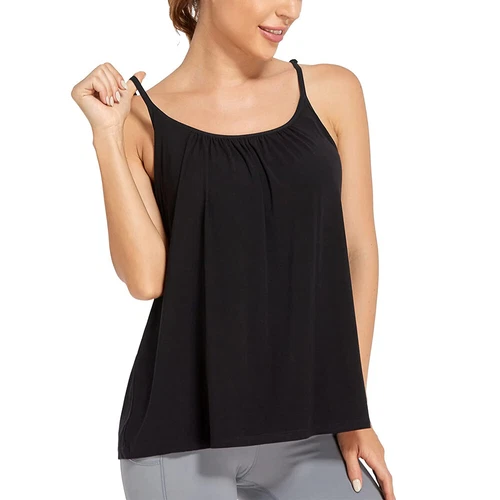 Women's Spaghetti Strap Tunic Tank Top Loose Fit Casual Blouse Soft Flowy Cami - Picture 4 of 37