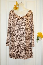 Sexy V-Neck Bodycon Leopard Print Sheath Dress Sz L Long Sleeve