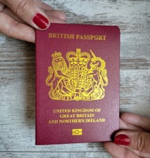 Red British passport prop. Old passport UK. Passport replica. Novelty passport.