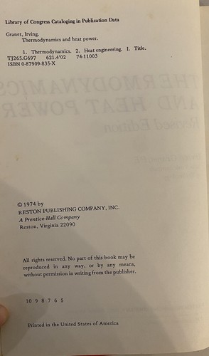 Thermodynamics And Heat Power By Irving Grant Vintage Revised First Edition GC - 第 8/10 張圖片