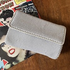 Vintage Whiting Davis White Mesh Purse 70s Metal Handbag Clutch Bag