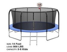 14 FT TRAMPOLINE, BASKETBALL AND SAFETY NET 800 LBS LIMIT