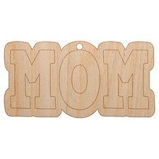 Mom Fun Text Unfinished Craft Wood Holiday Christmas Tree DIY Ornament