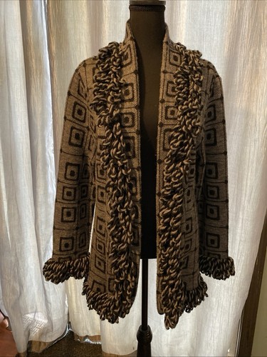 Y2K Avalin 100 % Wolle Funky Arty Geometrisch Cardigan Pullover Jacke Warm - Bild 1 von 9