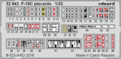 Eduard 1/32 F-15C Eagle Placards (Tamiya) 32942