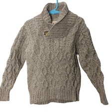 Cat Jack Boy's Cable Knit Gray Wool Mock Neck Sweater XS 4/5