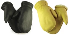 North Star Men's Tan/Black Deerskin Chopper Mitten Sherpa Lined Hand Armor Mitts
