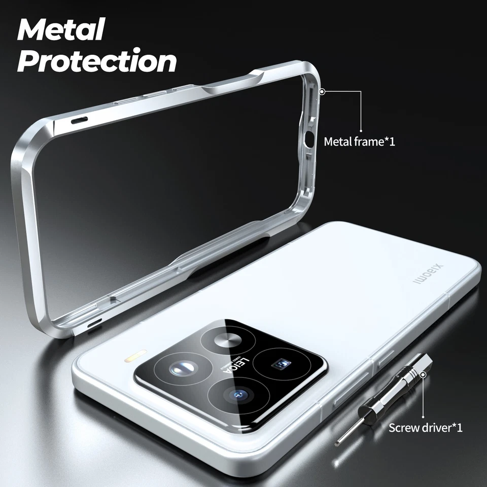 Luphie Metal Bumper Protector Rígido Delgado Estuche Cubierta + Película Trasera para Xiaomi 15/15 Pro Foto 2 de 4