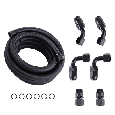 12FT Öl Leitung AN10 Fittings Ölkraftstoff Linie Schlauchanschluss Schwarz