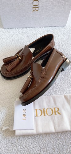 $1150 Dior Women's D-Academy Leather Loafers in Brown Size 36 /US 6 - 第 7/23 張圖片