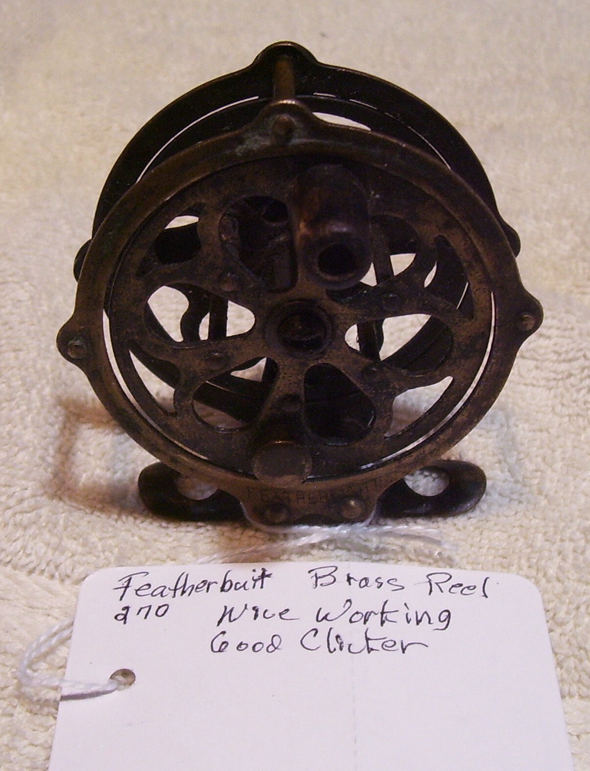 013025 VINTAGE FEATHERLIGHT 270 BRASS  REEL SEE REEL TAG 2-5