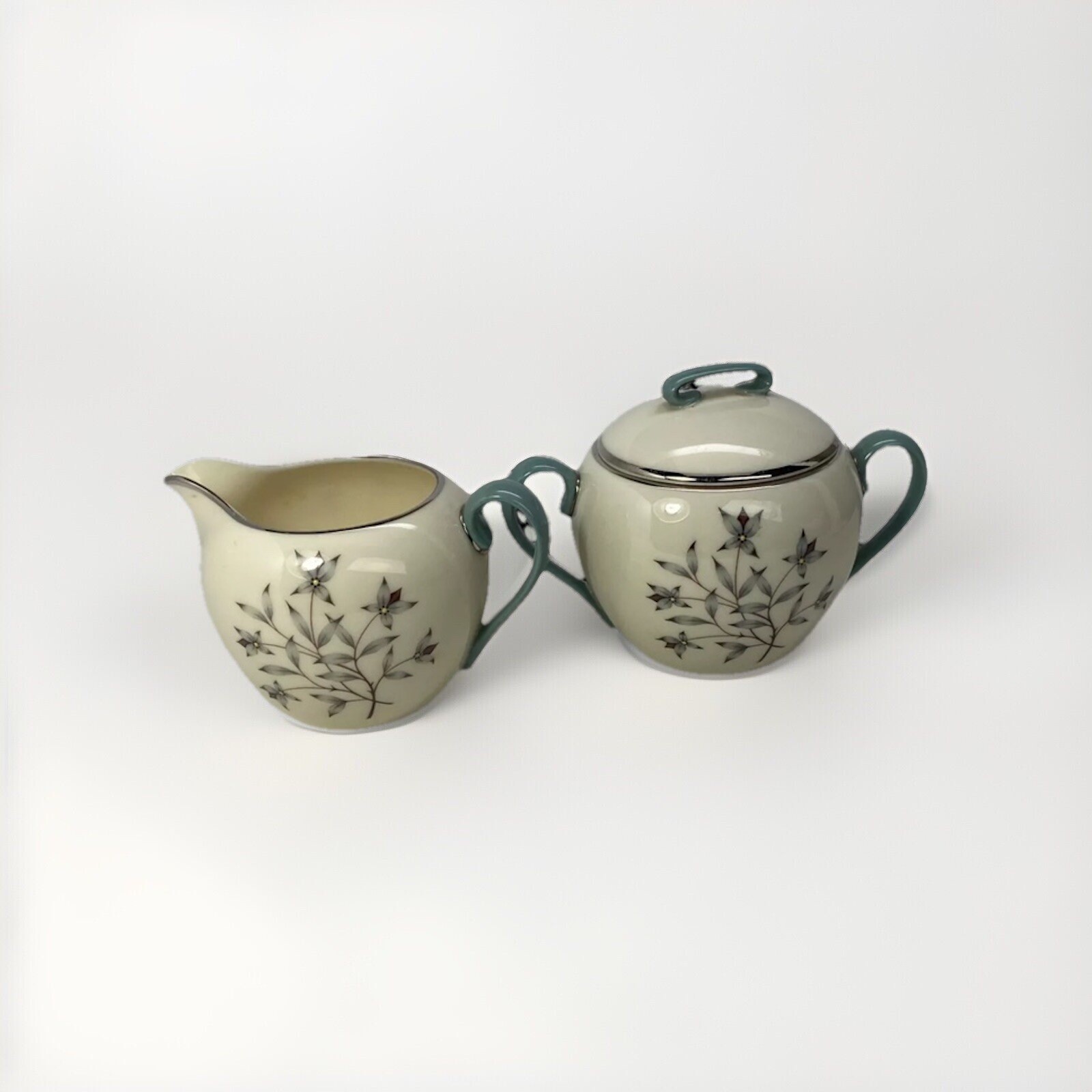 Lenox Kingsley Sugar Bowl w/ Lid and Creamer Rare Find Discontinued X-445