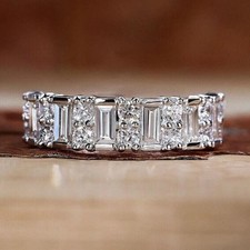 Half Eternity 2.75Ct Diamond Anniversary Band 14k White Gold Finish in Size J-W