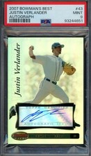 Justin Verlander Mint 9 PSA DNA Signed 2007 Bowman's Best Rookie Autograph