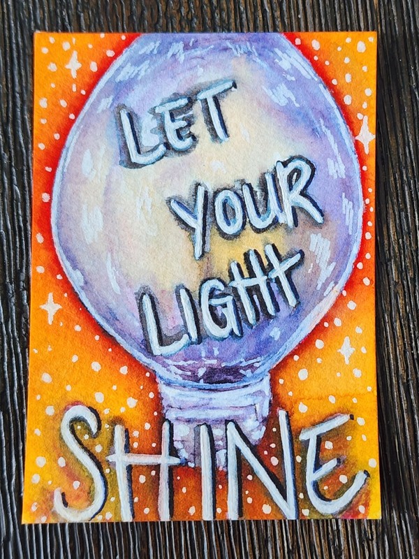 ACEO Watercolor and Gel Pens 2.5 X3.5 Art Card. Signed by Artist.
