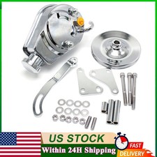 Small Block Chevy 305 350 Chrome Saginaw Power Steering Pump Bracket Pulley Kit